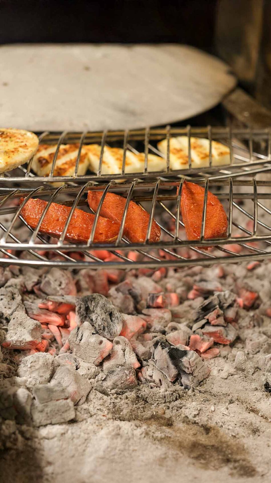 Grilled Sucuk Sausage on Charcoal